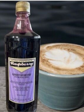 Starbucks Raspberry Syrup Bottle - Purple and Gold Accents